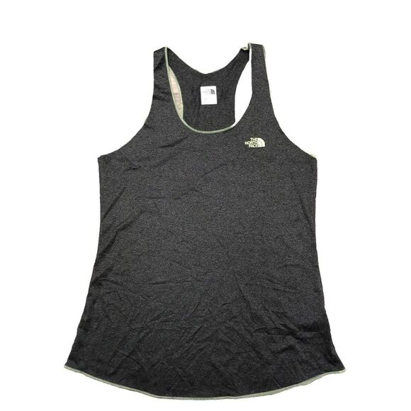 The North Face Women's L Play Hard Tank Racer Back Heather Gray Spruce Green NWT - Picture 1 of 7